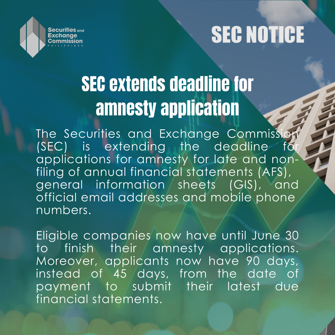 SEC extends deadline for amnesty application TARLAKENYO