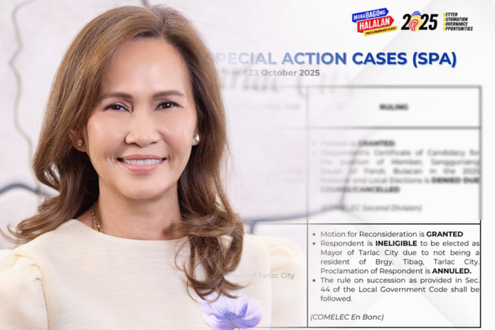 COMELEC has annulled the proclamation of Tarlac City Mayor Susan Yap in its en banc decision.
