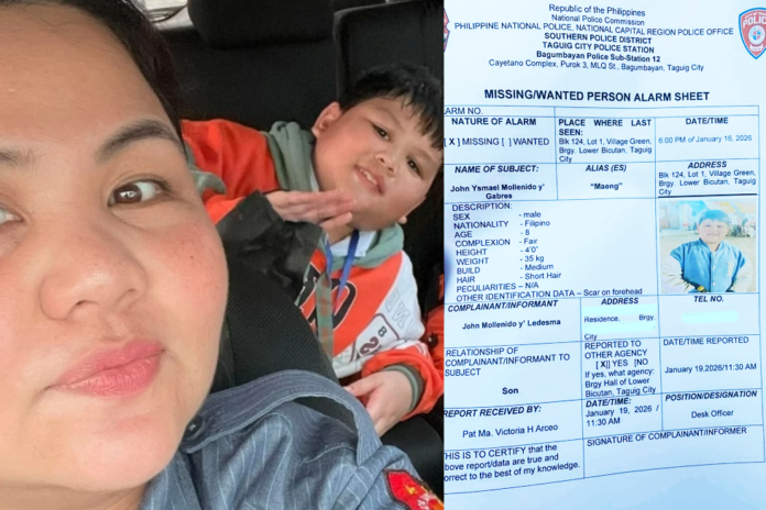 Victoria Chief of Police Major Marty Calara reported that the boy's father, PSMSgt John Mollenido (the victim’s ex-husband), confirmed the identity of the remains found in a remote area of Barangay Maluid here.