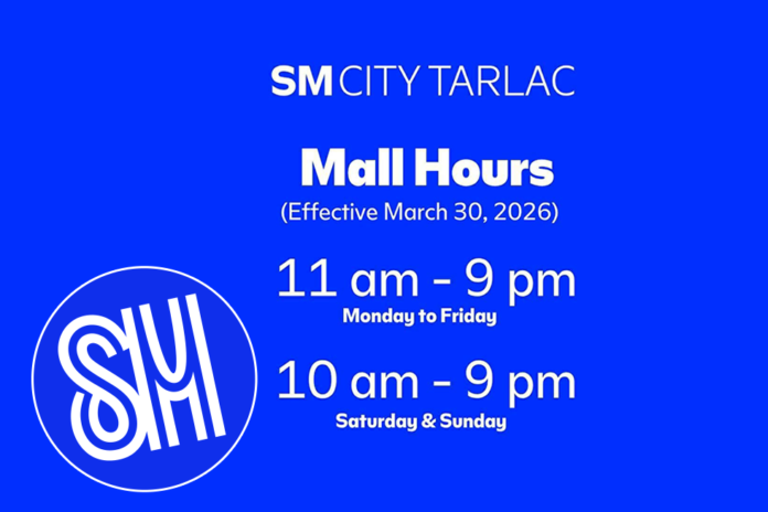 New SM mall hours now only from 11 AM to 9 PM on weekdays.