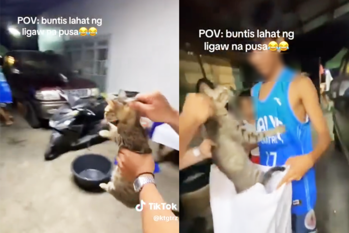 In the uploaded video, the youths are seen repeatedly kicking the sack and striking it with a basin.