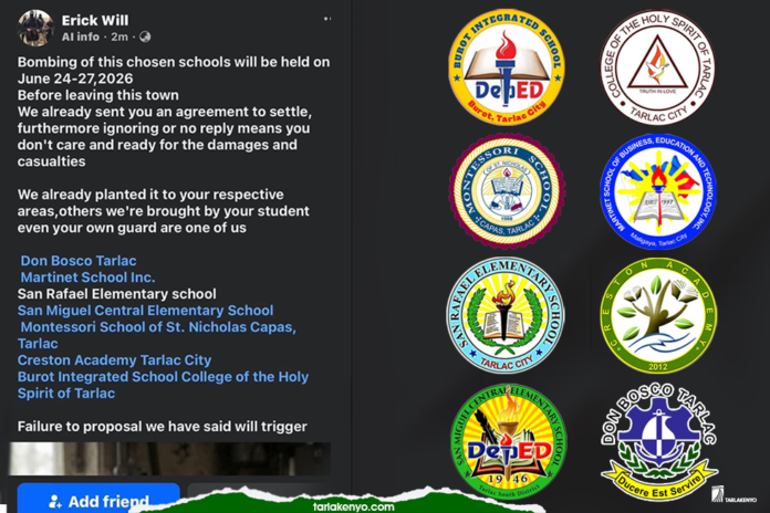 Schools in Tarlac City and Capas are being rocked by bomb scares Monday and Tuesday.