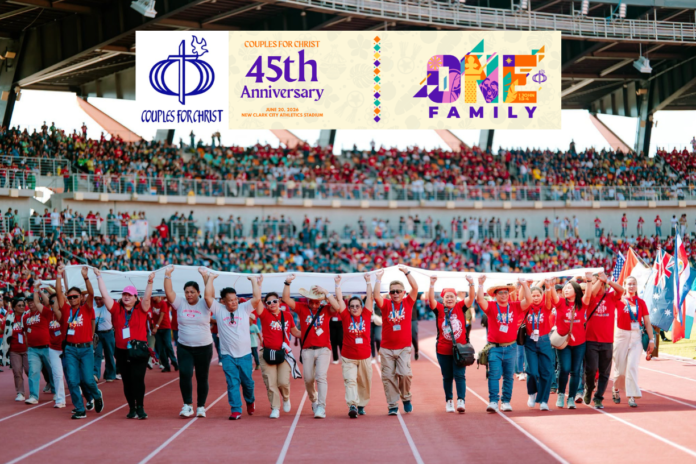 More than 25,000 Couples for Christ members gather at New Clark City Stadium in Tarlac for a joyous Mass marking the movement's 45th anniversary. (Photo: Couples for Christ)