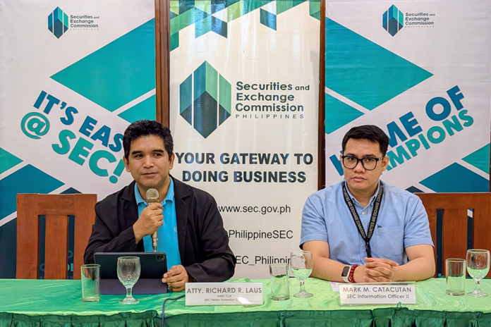 Securities and Exchange Commission Tasrlac Extension Officer Director Richard Laus and Information Officer Mark Catacutan preside over the 