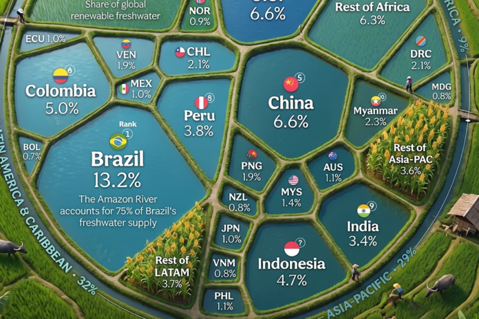 The Philippines hold roughly 479 billion cubic meters of renewable internal freshwater. I