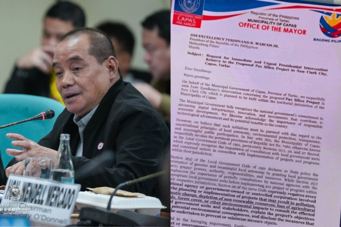 Mayor Boots Rodriguez in the Senate, seeking intervention on the ax Silica project.