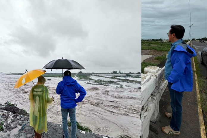 Concepcion Mayor Noel Villanueva inspects the eroded embankment along the Parua River. (Image Credited: MDRRMO Concepcion, Tarlac)