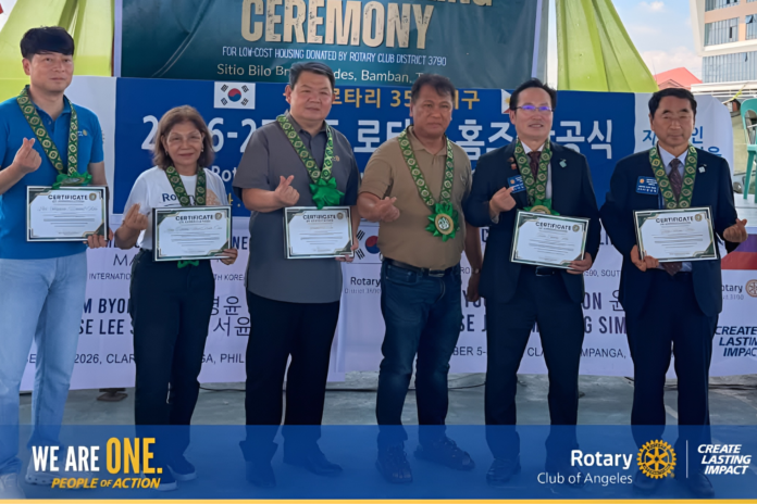 Rotary Club of Angeles and Bamban Mayor Jose Salting Jr. break ground on October 6 for Rotary Homes Bamban, a 500-unit free housing project in Barangay Lourdes. (Image Credited: Rotary Club of Angeles)