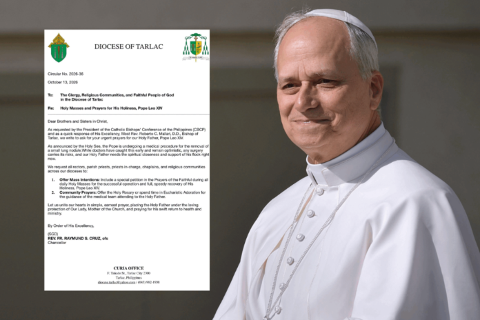 Diocese of Tarlac issues Circular Letter No. 2026-36 calling for prayers for Pope Leo XIV's recovery. (Source: Diocese of Tarlac)