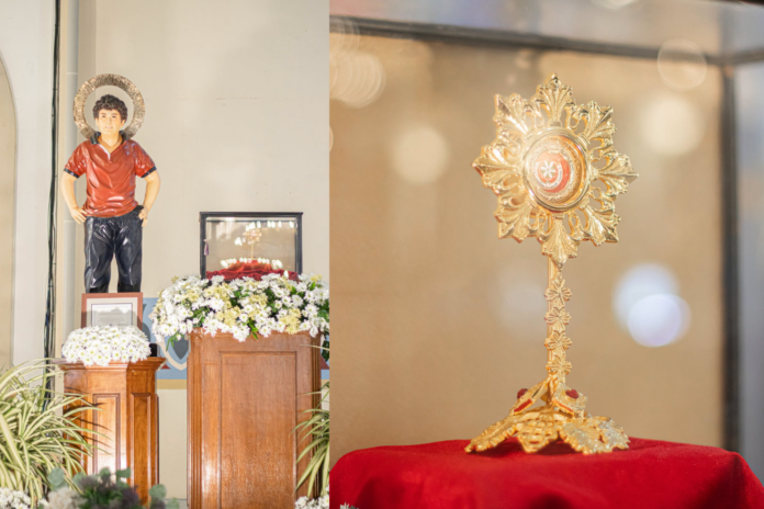 The first-class relic of St. Carlo Acutis, formally enshrined at the San Sebastian Cathedral. (Image Credited: San Sebastian Cathedral Parish)
